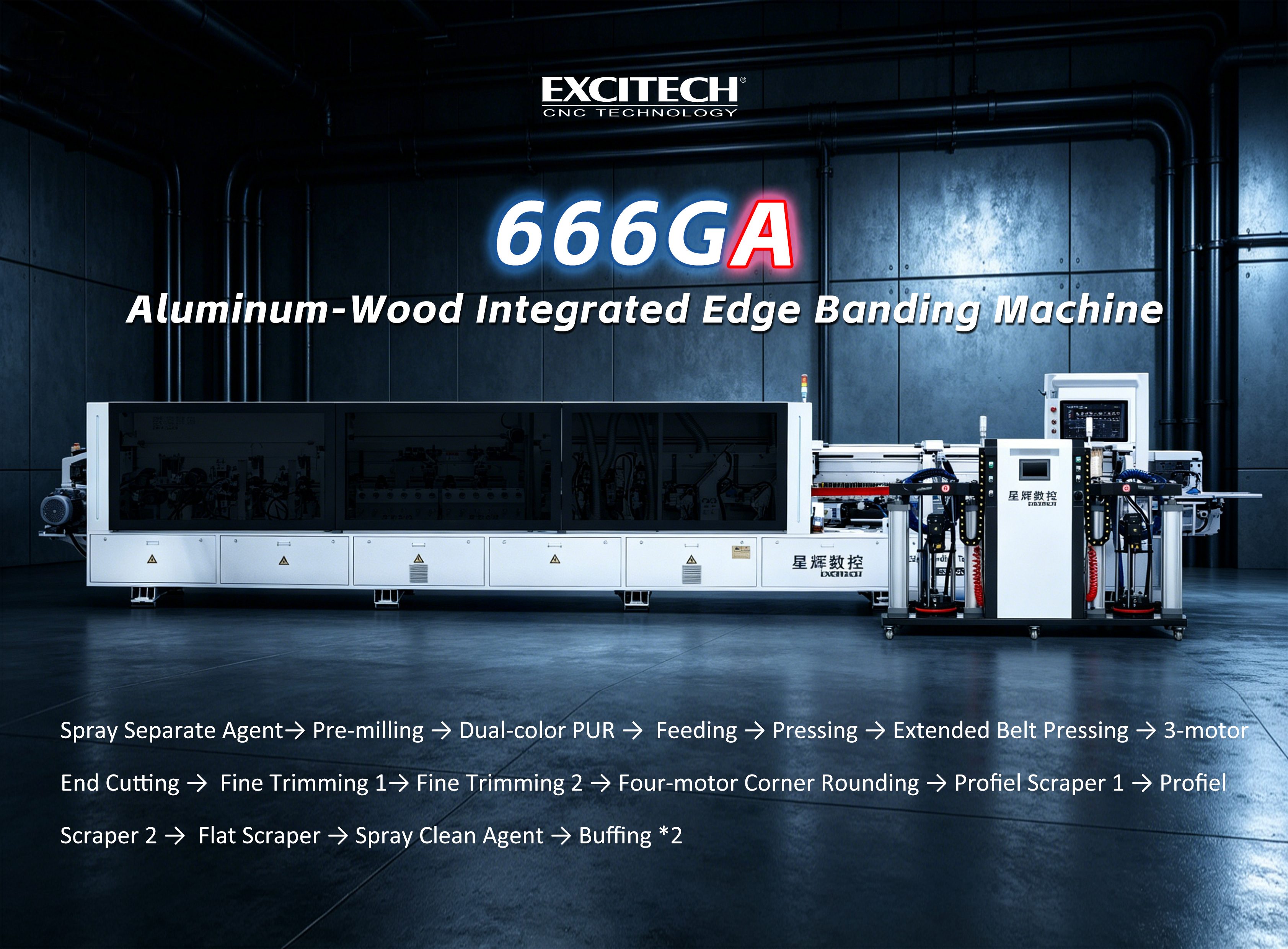 EXCITECH EF666GA Wood & Aluminum Integrated Edge Banding Machine
