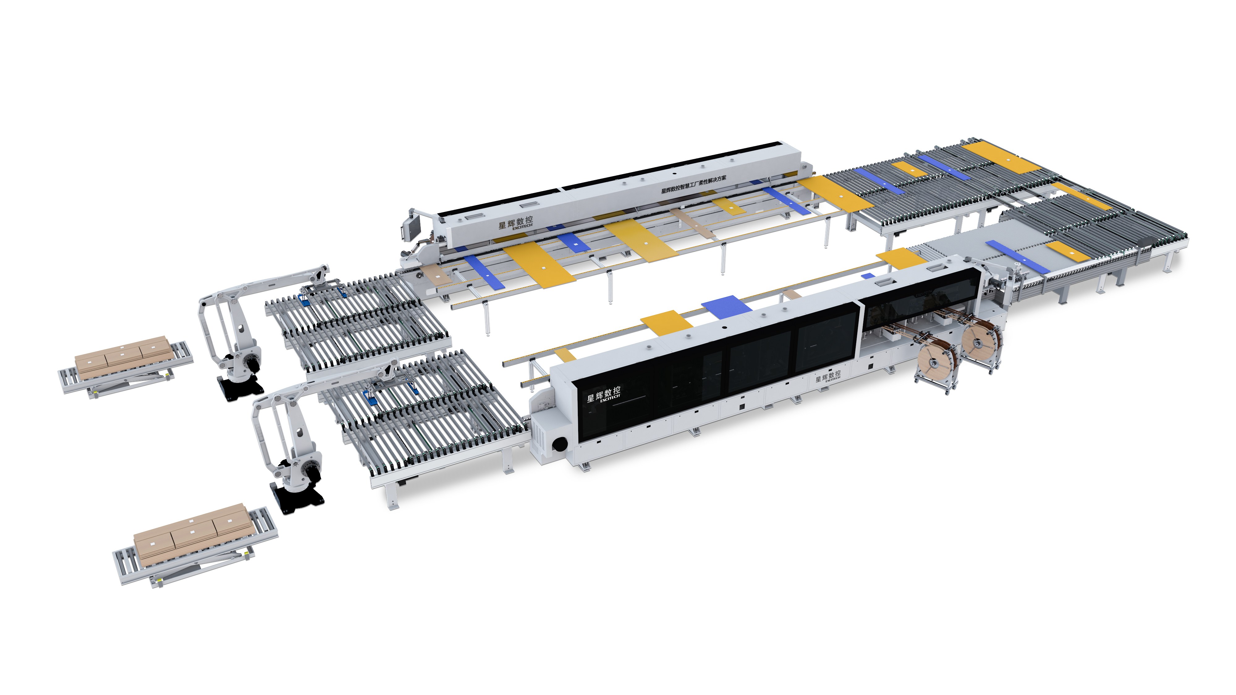 EXCITECH Robotic Edge Banding Production Project in Spain | Automatic Double Side Edge Banding Line